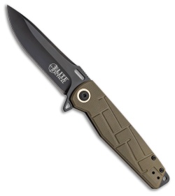 Elite Tactical Folder Liner Lock Knife OD Green Textured G-10 (3.5" Black)