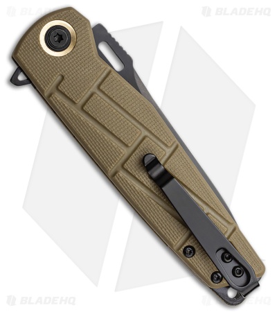 Elite Tactical Folder Liner Lock Knife OD Green Textured G-10 (3.5" Black)