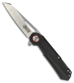 Elite Tactical Folder Liner Lock Knife Black G-10 w/ Red Ring (3.5" Satin)