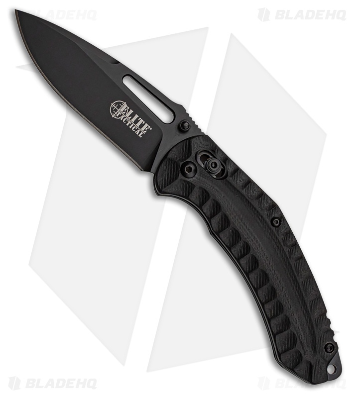 Elite Tactical Pyrodex Rapid Lock Knife Black Textured G-10 (3.5" Satin)