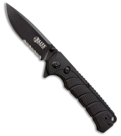 Elite Tactical Backdraft Rapid Lock Knife Black Rubber (3.5" Black Serr)