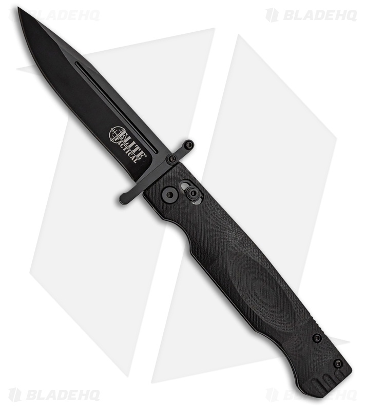 Elite Tactical Guardsman Rapid Lock Knife Black G-10 (3.75" Black)
