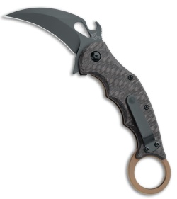 FOX Knives Karambit Frame Lock Knife Tan Titanium/CF (2.56" Black) FX-599TIC