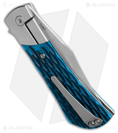 Finch Knife Co. Flint Frame Lock Knife Caribbean Jigged Bone Blue (3.13" Satin)