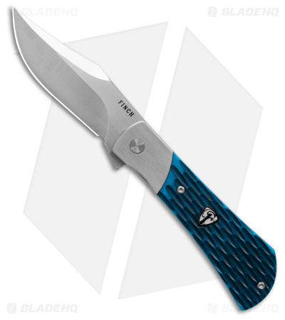 Finch Knife Co. Flint Frame Lock Knife Caribbean Jigged Bone Blue (3.13" Satin)