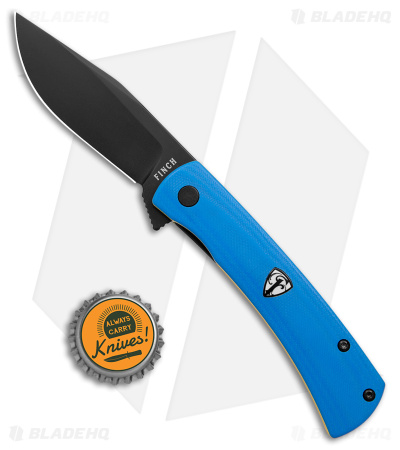 Finch Knife Co. Halo Military Blue Liner Lock Knife Blue G10 (3.1"Black 14C28N)