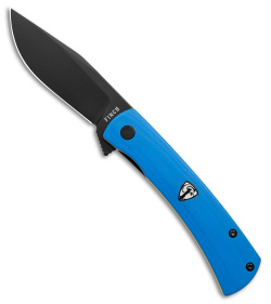 Finch Knife Co. Halo Military Blue Liner Lock Knife Blue G10 (3.1"Black 14C28N)