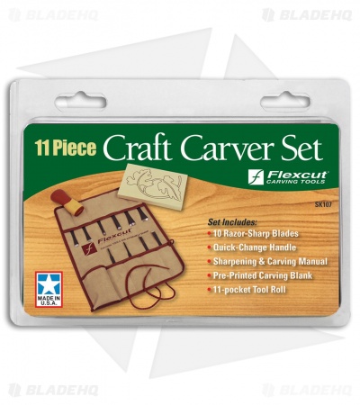 Flexcut Eleven Piece Craft Carver Knife Set w/ Roll - FLEXSK107