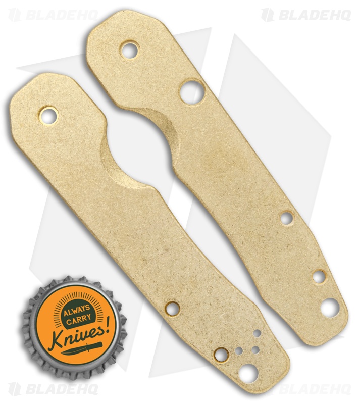 Flytanium Brass Smock Scales for Spyderco Smock - Stonewash