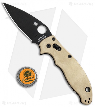 Flytanium Brass Scales + Spyderco Manix 2 Knife (3.4" Black)