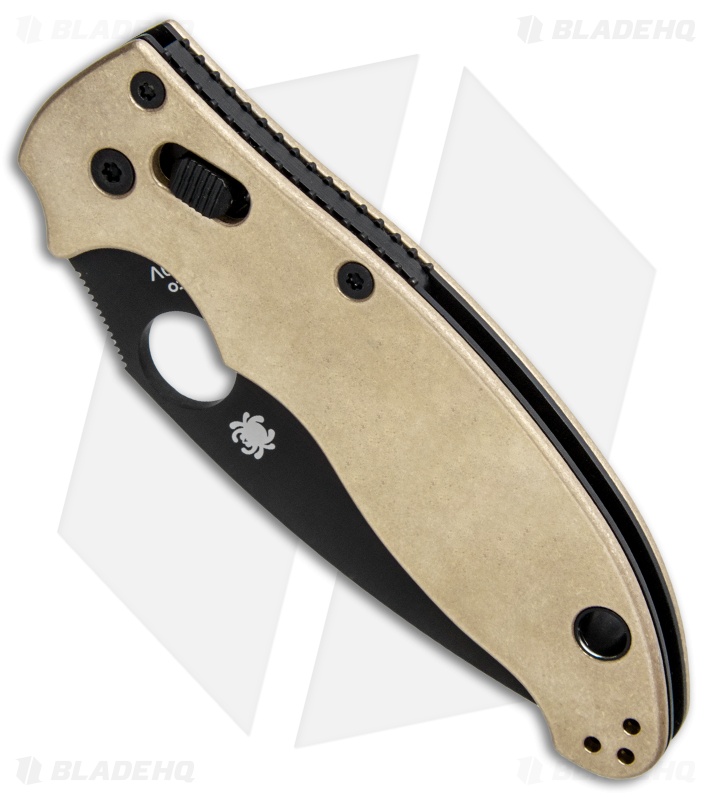 Flytanium Brass Scales + Spyderco Manix 2 Knife (3.4" Black)