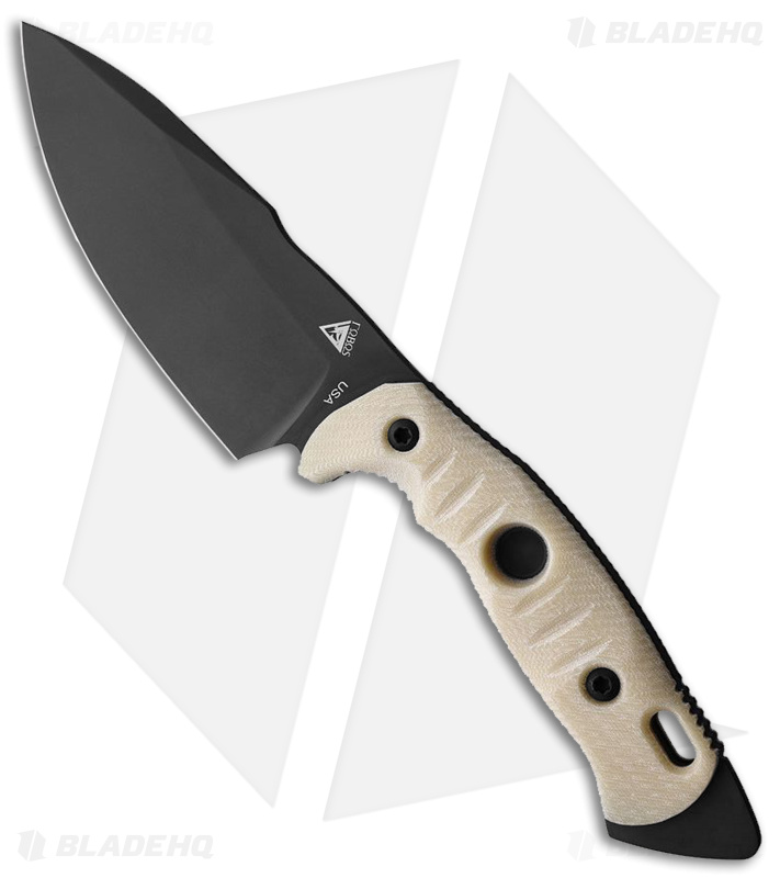 Fobos Knives Alaris 3V Fixed Blade Knife Ivory Paper Micarta (5" Black)