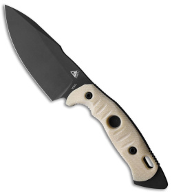 Fobos Knives Alaris 3V Fixed Blade Knife Ivory Paper Micarta (5" Black)