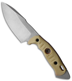 Fobos Knives Alaris 3V Fixed Blade Knife Aged Ivory Paper w/ Red Micarta (5" SW)