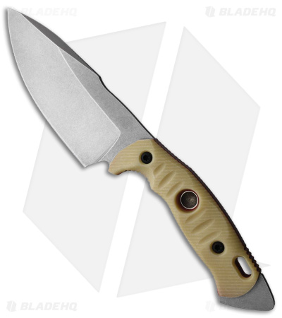 Fobos Knives Alaris 3V Fixed Blade Knife Aged Ivory Paper w/ Red Micarta (5" SW)