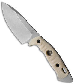 Fobos Knives Alaris 3V Fixed Blade Knife Ivory Paper Micarta (5" Stonewash)