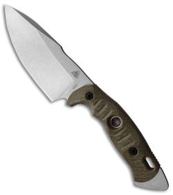 Fobos Knives Alaris 3V Fixed Blade Knife OD Green/Orange Micarta (5" Stonewash)