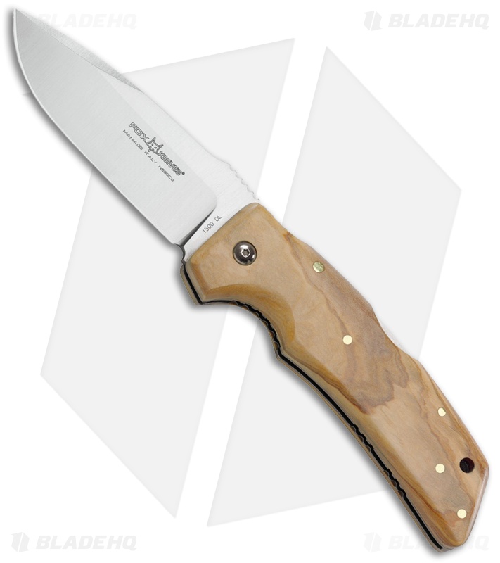 Fox Knives Elite Lockback Knife Olive Wood (4" Satin) Blade HQ