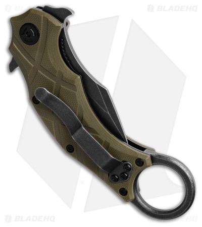 Fox Edge Claw Tanto Liner Lock Knife OD Green G-10 (2.40" Black Stonewash)