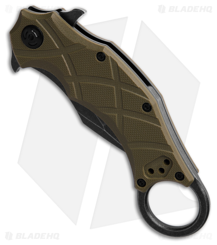Fox Edge Claw Tanto Liner Lock Knife OD Green G-10 (2.40" Black Stonewash)