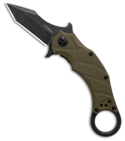 Fox Edge Claw Tanto Liner Lock Knife OD Green G-10 (2.40" Black Stonewash)
