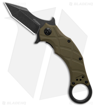 Fox Edge Claw Tanto Liner Lock Knife OD Green G-10 (2.40" Black Stonewash)