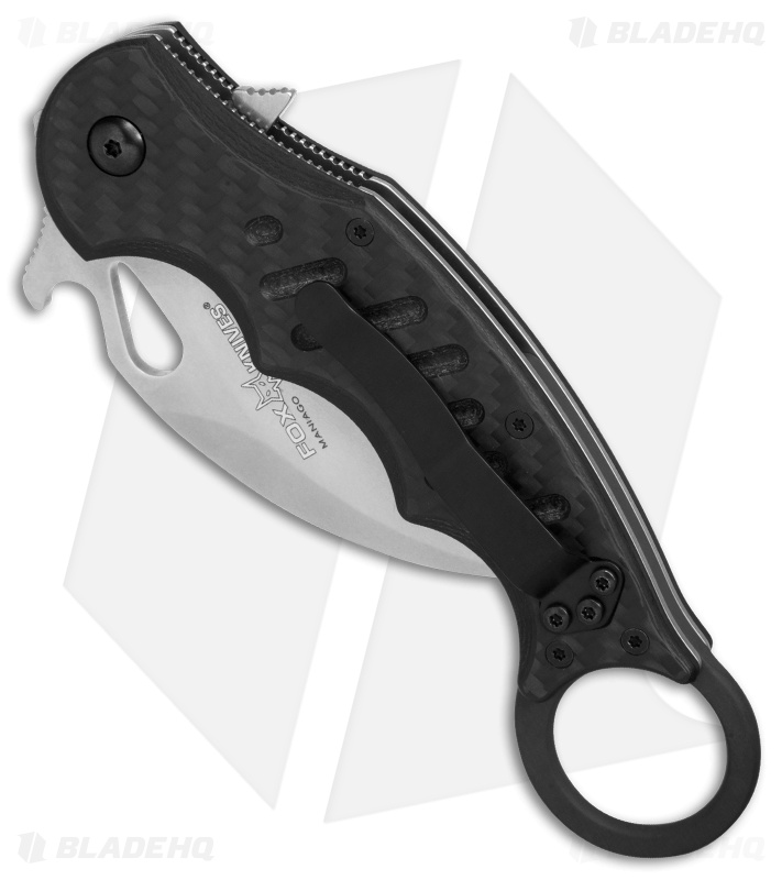 Fox Karambit Liner Lock Knife Carbon Fiber/G-10 (2.75" Stonewash)