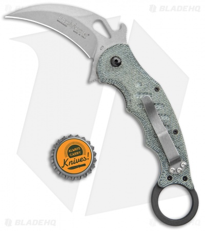 Fox Knives Karambit Folding Knife Black Micarta (3.1" Stonewash) 479MIBSW