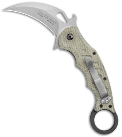 Fox Knives Karambit Folding Knife Green Micarta (3.1" Stonewash) FOX479MISW