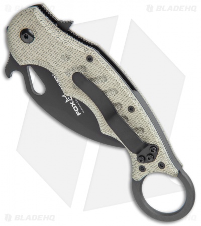  Fox Knives Karambit Folding Knife Green Micarta (3.1" Black) FOX479MI