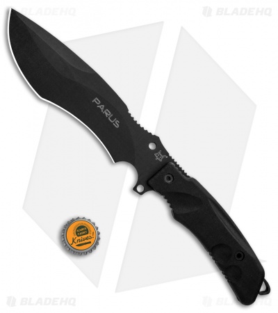Fox Knives Parus Fixed Blade Knife & Survival Kit Black Forprene (6.8" Black)