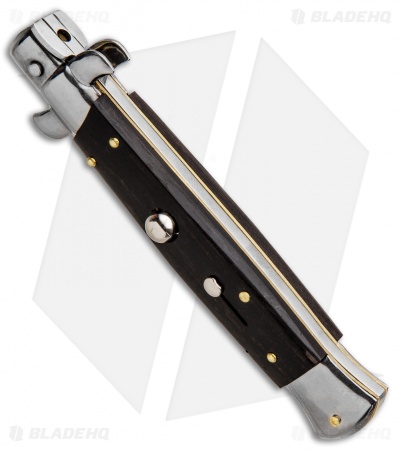 Frank B 9" Italian Stiletto Automatic Dagger Knife Ebony (4" Satin)