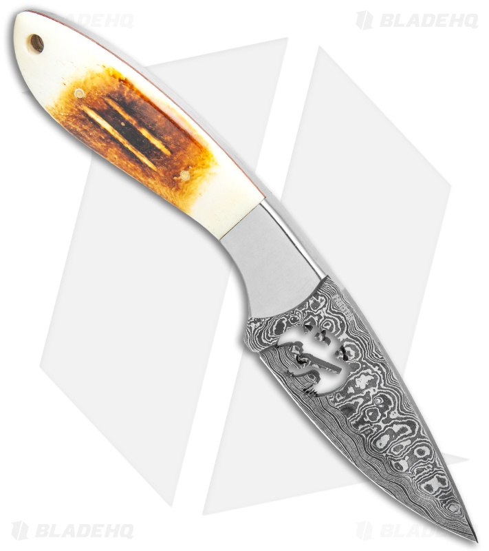 Frost Cutlery Chipaway Classic Fixed Blade Knife Bone (3.9" Damascus)