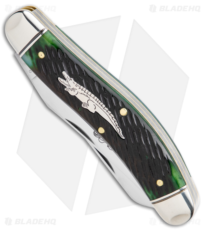 GEC #88 Bayou Trapper Knife Swamp Green Bone - Blade HQ