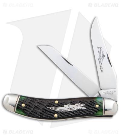 GEC #88 Tidioute Bayou Trapper Knife Swamp Green Jigged Bone Gator (3" Satin)