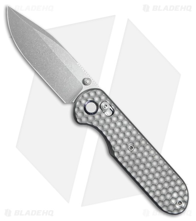 GEO Knife Ethereal Cutter Drop Point Crossbar Lock Knife Stonewash Ti (3" SW)