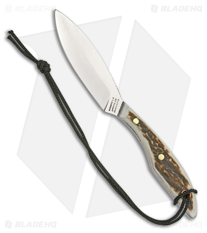 Grohmann Original Hunting Fixed Blade Knife Brown/White Horn (4" Satin)