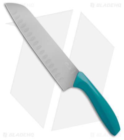 Gatco 12.5" Fixed Blade Santoku Chef's Knife Teal Zytel