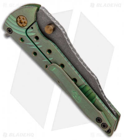 Gavko Custom Leopard Frame Lock Knife Green Ti (3.25" Satin)