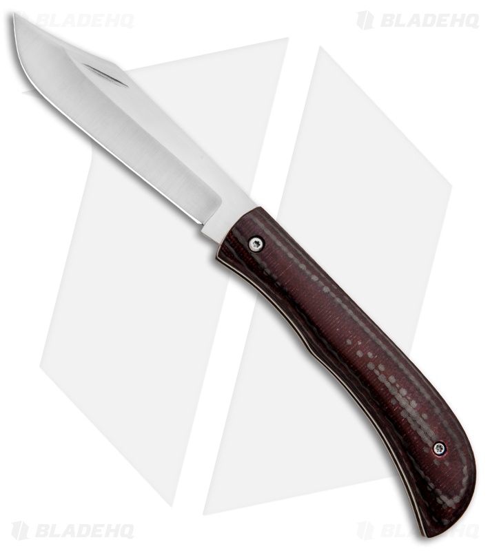 Gedraitis Knives Slip Joint Bowie Knife Carbon Fiber/Red G-10 (3" Satin)