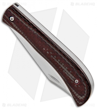 Gedraitis Knives Slip Joint Bowie Knife Carbon Fiber/Red G-10 (3" Satin)