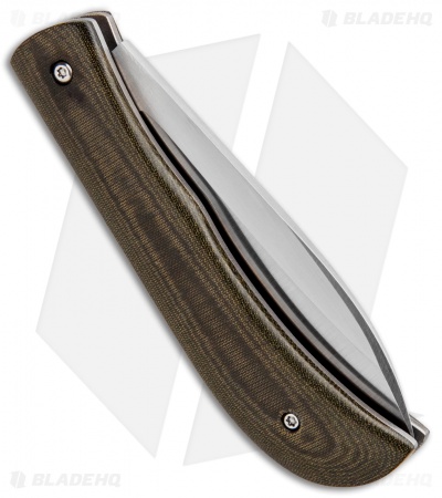 Gedraitis Knives Slip Joint Bolo Knife OD Green Linen Micarta (3" Satin)