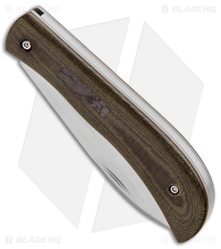 Gedraitis Knives Slip Joint Bolo Knife OD Green Linen Micarta (3" Satin)