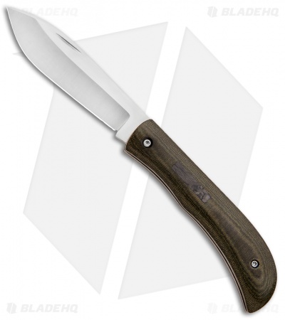 Gedraitis Knives Slip Joint Bolo Knife OD Green Linen Micarta (3" Satin)