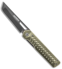 Gerber Ayako Frame Lock Knife Green Aluminum (3.5" Gray) 30-001690