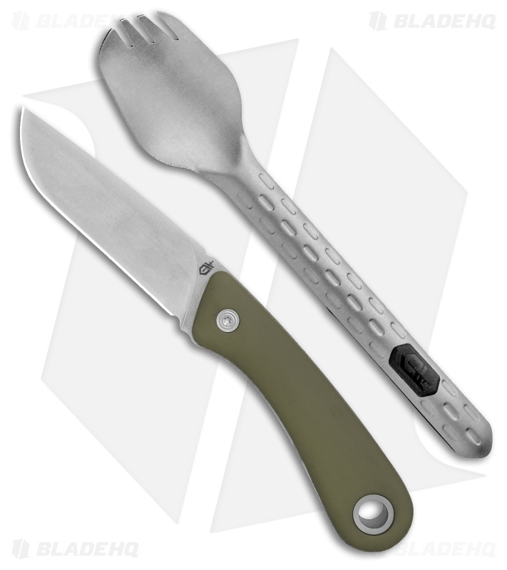 Gerber Spine Fixed Blade Knife + Devour Multi-Fork Combo Pack Green 31-003850