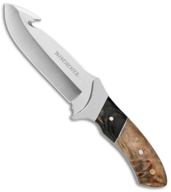 Winchester Knives Large Fixed Blade Gut Hook Knife Burl Wood (5&quot; Satin) | 84610
