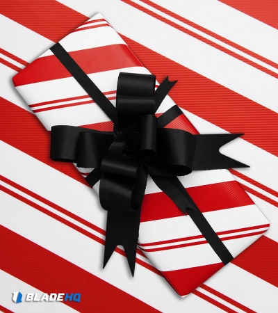 Gift Wrap w/ Black Ribbon - $5.99 Per Item - Peppermint Stripe