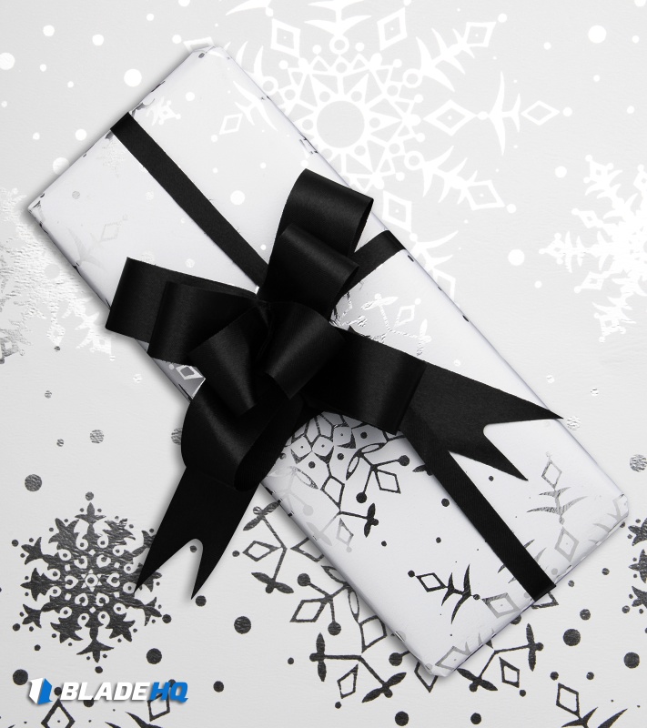 Gift Wrap w/ Black Ribbon - $5.99 Per Item - Silver Snowflake