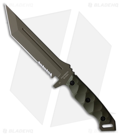 Halfbreed Blades Medium Infantry Fixed Blade Knife Green G-10 (6.7" Green Serr)